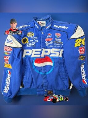 Jeff Gordon Jacket 24 Pepsi NASCAR Mens L JH Design Chase Authentics 26x24 Blue